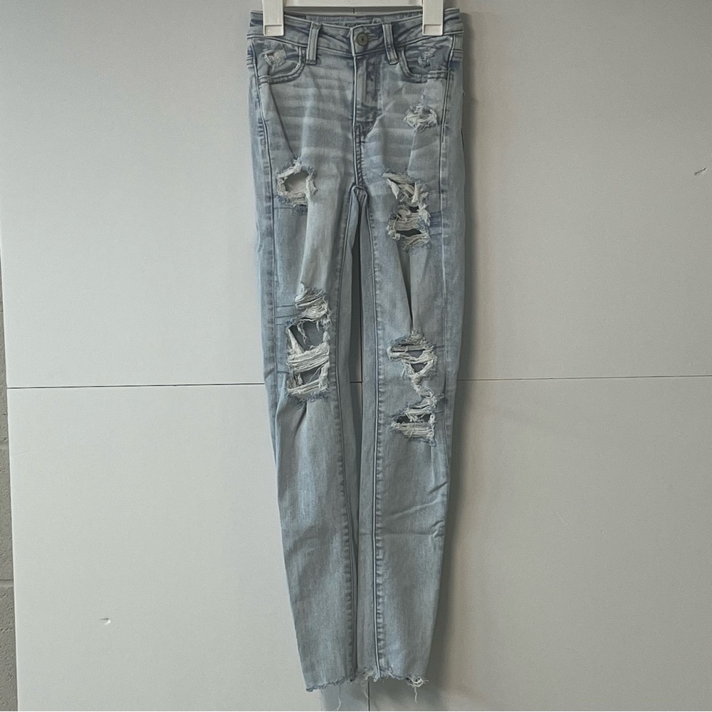 Women’s American Eagle distressed next level Stretch Hi Rise Jegging Sz 00